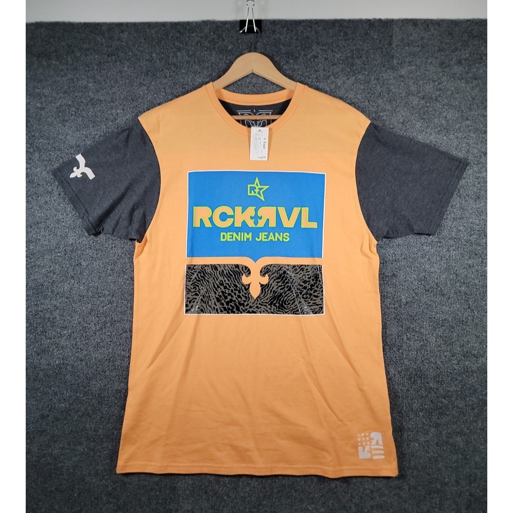 Rock Revival T-Shirt Mens Large Orange Short Sleeve Preppy USA Cotton NWT $65